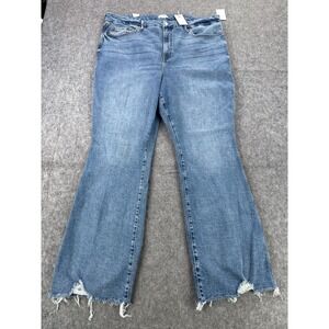 Good American Jeans Womens 26 Blue Good Curve Bootcut High Rise Raw Hem Denim